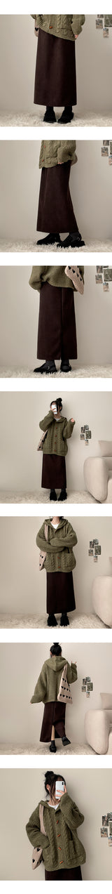 En Back Open Banding Long Skirt