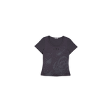 プリントコットンクロップTシャツ グレー