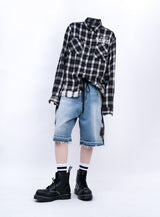 BBD サイドスプレードカスタムデニムショーツ (Blue)