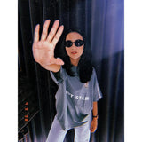 PEANUT STAIN - 4 ストライプ アーム グリーン オーバーサイズ Tシャツ