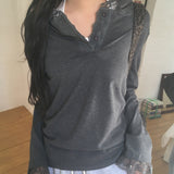 Sentine Lace Button Side Shirring Hooded T-shirt