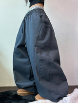 OVER BALLOON CURVE DENIM LONG PANTS 🖤💙2COLOR