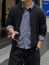 Onef crop cable cardigan