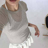 Quadi see-through wool tencel layered short sleeve t-shirt
