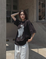 ピーポープリンティドコットン半袖Tシャツ