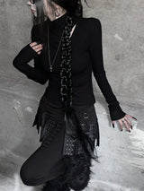 diagonal cut-out half neck T