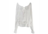 off-shoulder puff long blouse (2color)