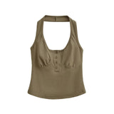 Tessa Button Halter Top