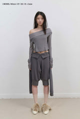 Curved Cut Layered Tee / Charcoal