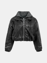 Marlene Leather Mix Hoodie Jacket