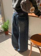 Hison Balloon Wide Brushed Denim Pants