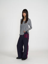 SILKY SCOOPNECK T (STRIPE GREY)