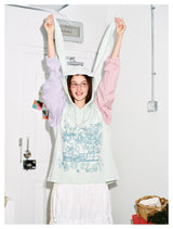 Color Stripe Rabbit Hoodie