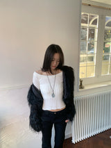 Luna Skin Off-Shoulder Cable Slim-Fit Knit
