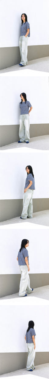 ALARM マルチストライプTシャツ BLUE_WOMAN