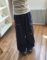 Snao Star Embroidered Patch Banding Wide Pants