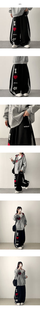 I Patch Track Balloon Wide Pants