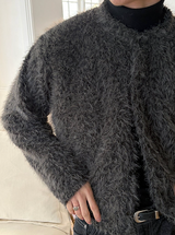 [Unisex] ヘアリークロップラウンドニットカーディガン(3color)
