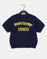 タンド1980レイヤードクロップド半袖ニット