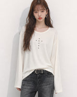(UNISEX) リベット リブ ロングスリーブ