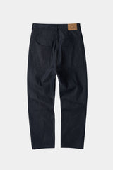 ナチュラルハイウェストバギーフィットデニムパンツ (Navy)