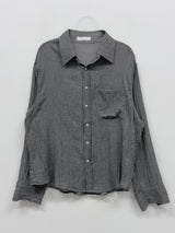 [Unisex] Fomi Linen Check Over Fit Shirt