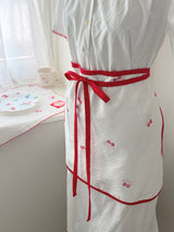 Cherry embroidery apron double-layer fabric red point