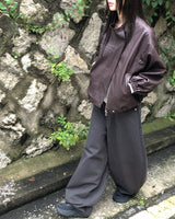 Dumb High-Neck Panel Pocket String Leather Jacket