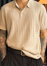 S/S ケーブルボタンカラーショートスリーブニット 6カラー