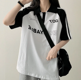 ENLO ツーラインカラーリングカラー半袖Tシャツ