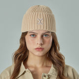 VA Curved Logo Washed Beanie / Beige