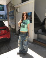 ミントレタリングクロップTシャツ
