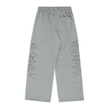 Stud Needle Work Sweat Pants - Grey