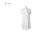 Selly Button Round Collar Puff Sleeve Frill One Piece
