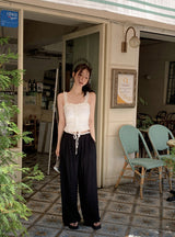 #Romantic Flower Frill Cap Sleeveless Blouse (2color)