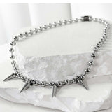 ss-spike Ball chain necklace_silver x 4
