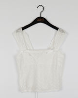 Cosh punching see-through ribbon sleeveless blouse