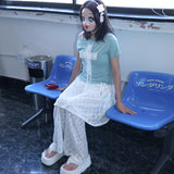 Sheer Star Skirt Pants - White