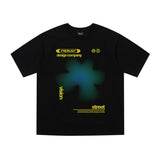 Fade Leaf Print Tshirts Black