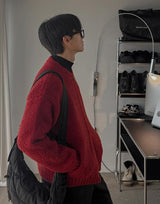 ASCLO Boucle Like Zip Up Cardigan (4color)