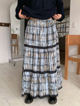 FADE CHECK MAXI SKIRT (2C)
