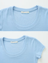 ベーシックスリムリブUネック半袖Tシャツ (5color)