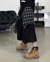 Lever Check Layered Bermuda Pants