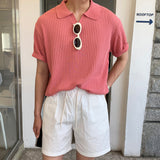 LMN Romal Air Cool Bali Open Collar V-Neck Short Sleeve Knitwear (10 colors)