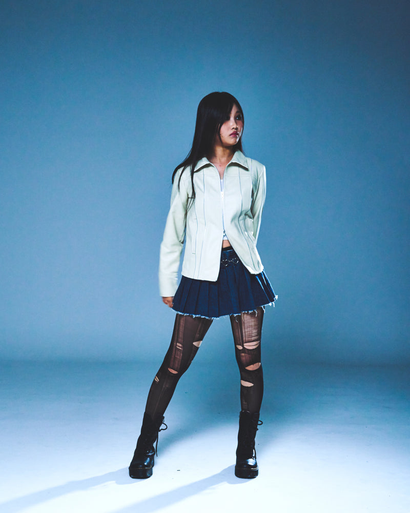 DENIM LINE ZIPPER JACKET (IVORY)