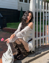 Summer Over Back Eyelet V-Neck Knit