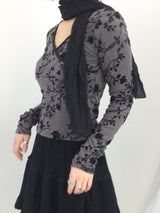 Floral cross-neck top