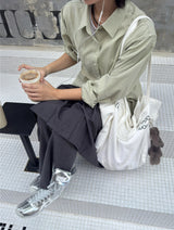 [prts made] Relaxed-Fit Washed Shirts (pale olive)