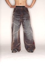 【Keshi】NEVADA BLAZING WASHED BAGGY DENIM JEANS 