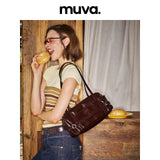 muva. Dundan Bag, Oil‑Wax Leather Strap‑Detail Underarm Bag, Large‑Capacity Premium‑Feel Niche Shoulder Purse for Women, New Arrival Jul 10